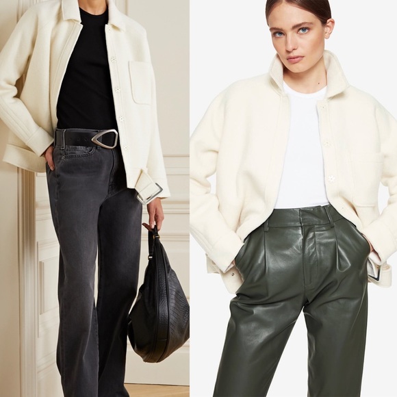 ❌SOLD❌Anine Bing Jaden Shacket Ivory Tie Jacket Oversized - Picture 4 of 14